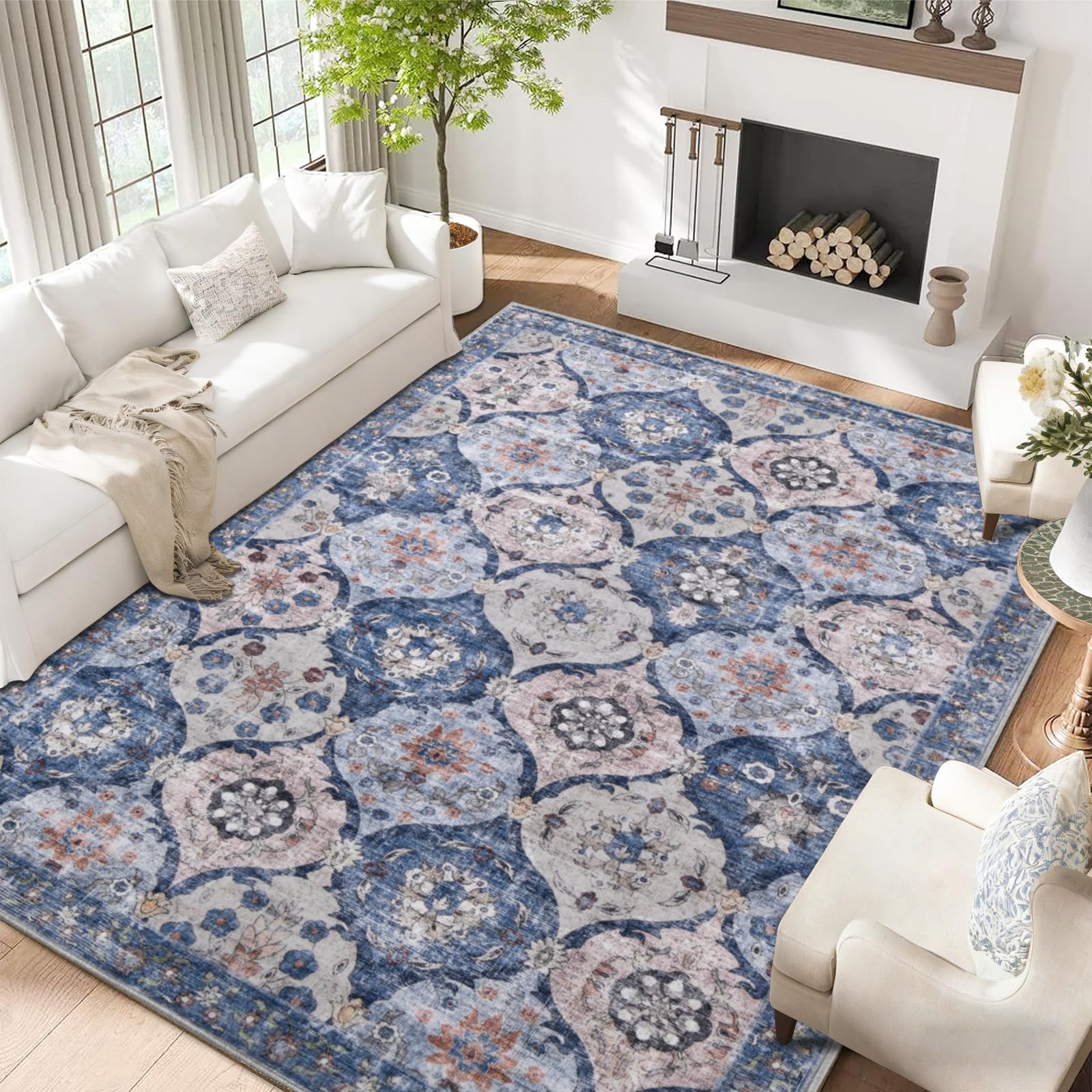 Fondream Large Rugs for Living Room, 200x300cm Machine Washable Non-Slip Area Rug – Low Pile, Non-Shedding, Pet Friendly, Soft Carpet for Bedroom Kitchen — image 1