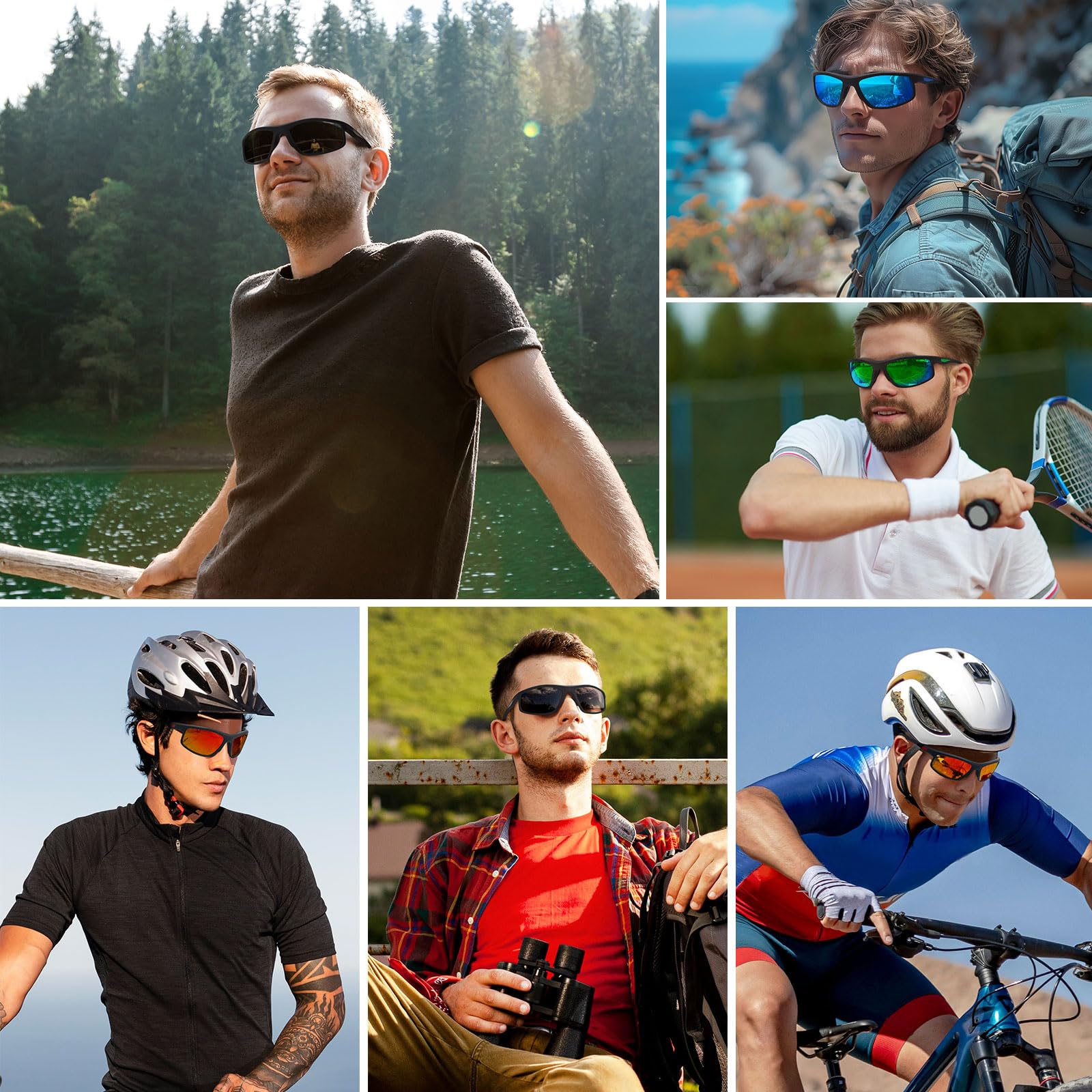 Occhiali da sole sportivi per uomo e donna, polarizzati, protezione UV, pesca, guida, ciclismo, corsa, avvolgenti