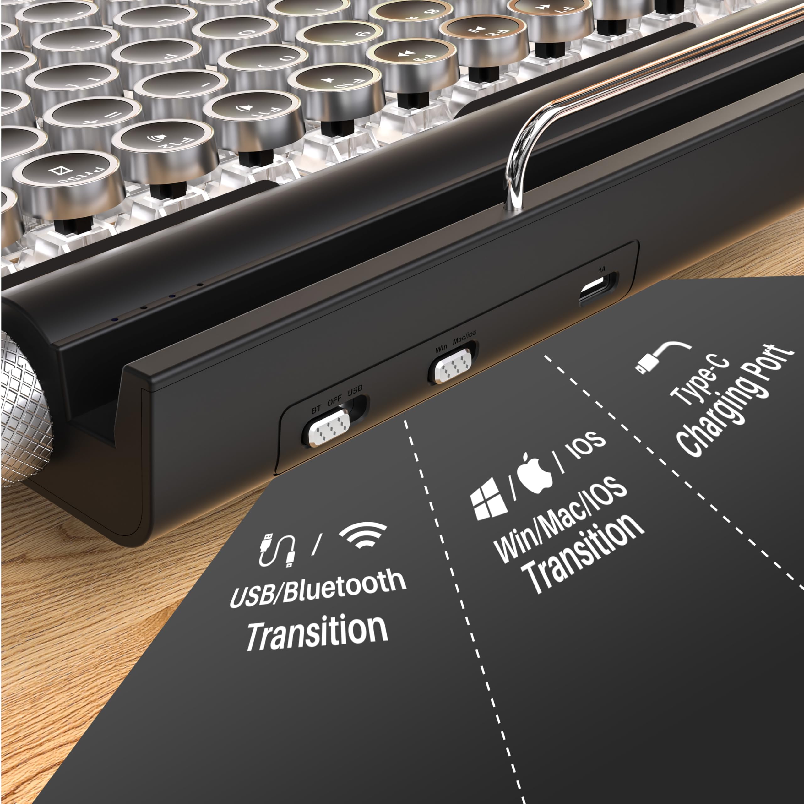 Amazon | Retro Typewriter Keyboard Wireless, Mechanical Gaming