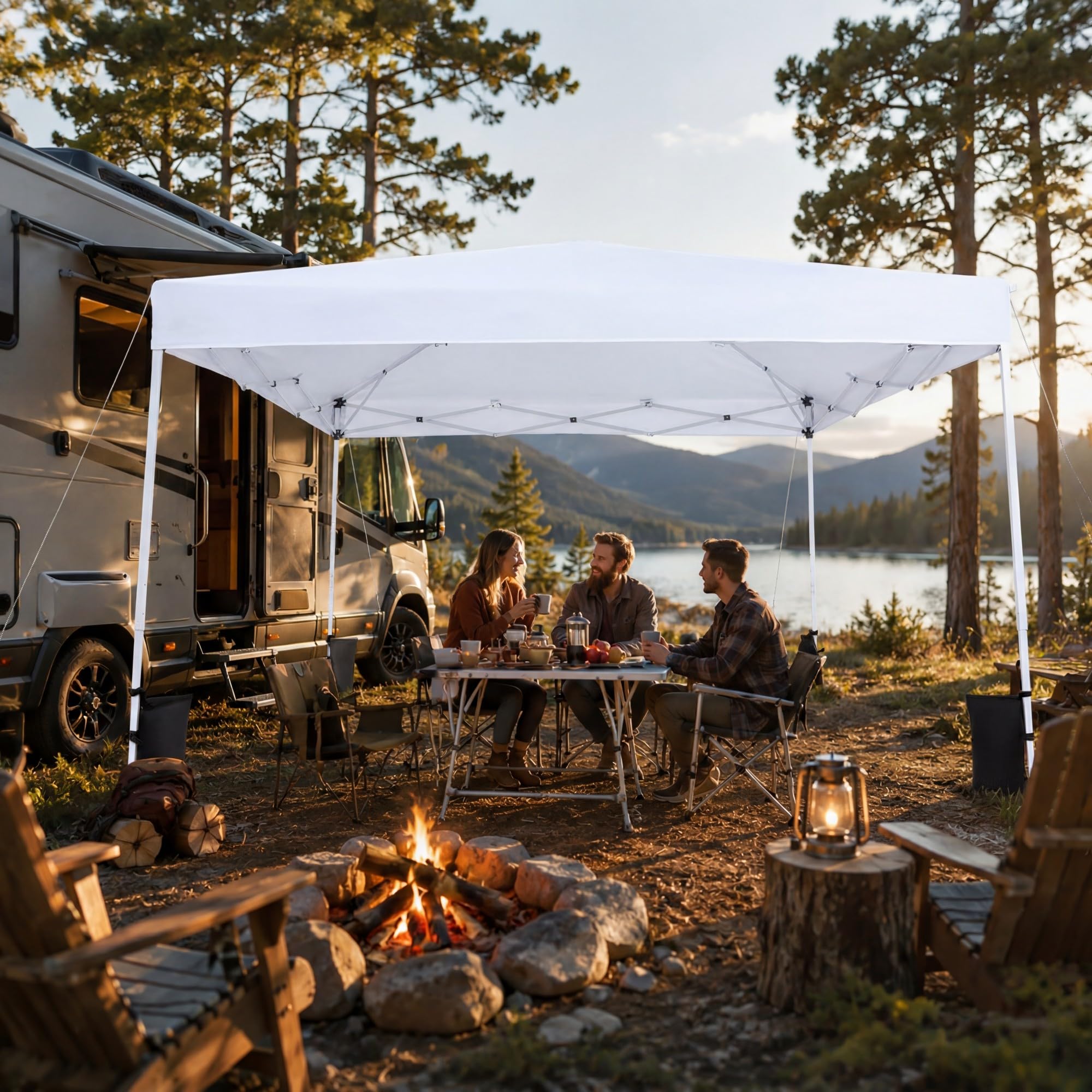 RELAX4LIFE Tonnelle Pliante 3x3 Imperméable, Barnum Pliant Facile à Monter, Protection Solaire UPF50+, Tissu Oxford Argenté, Cadre Métallque, Sac Inclus, Gazebo 3x3 pour Terrasse Marché Camping(Blanc)