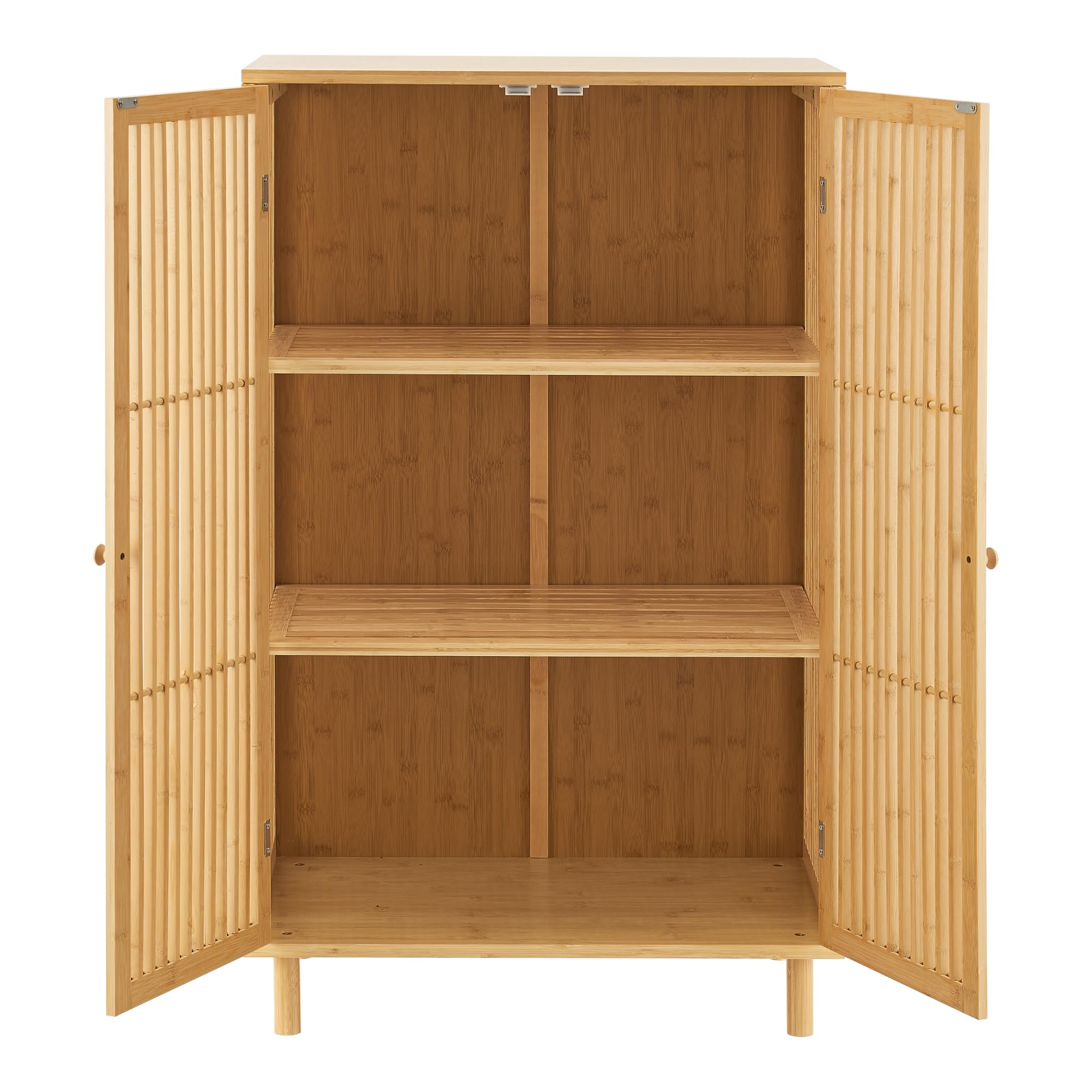 Meuble écologique Rangement Bambou DlandHome 66x33x87cm - Armoire Basse Avec Porte Et Étagères - Multi-usage Meuble Rangement