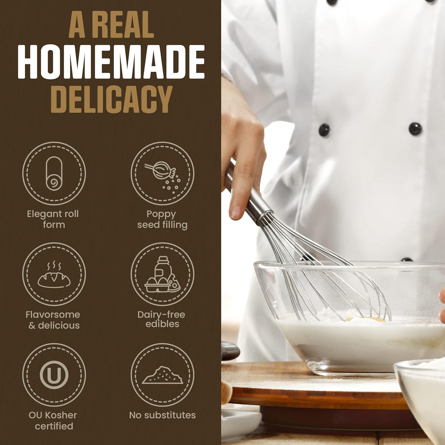 Reisman’s Bakery Poppy Seed Roll, Traditional Poppy Seed Filling, Dairy-Free Bakery Food, Delicious Dessert, Pack of 4, 15 Ounce Each