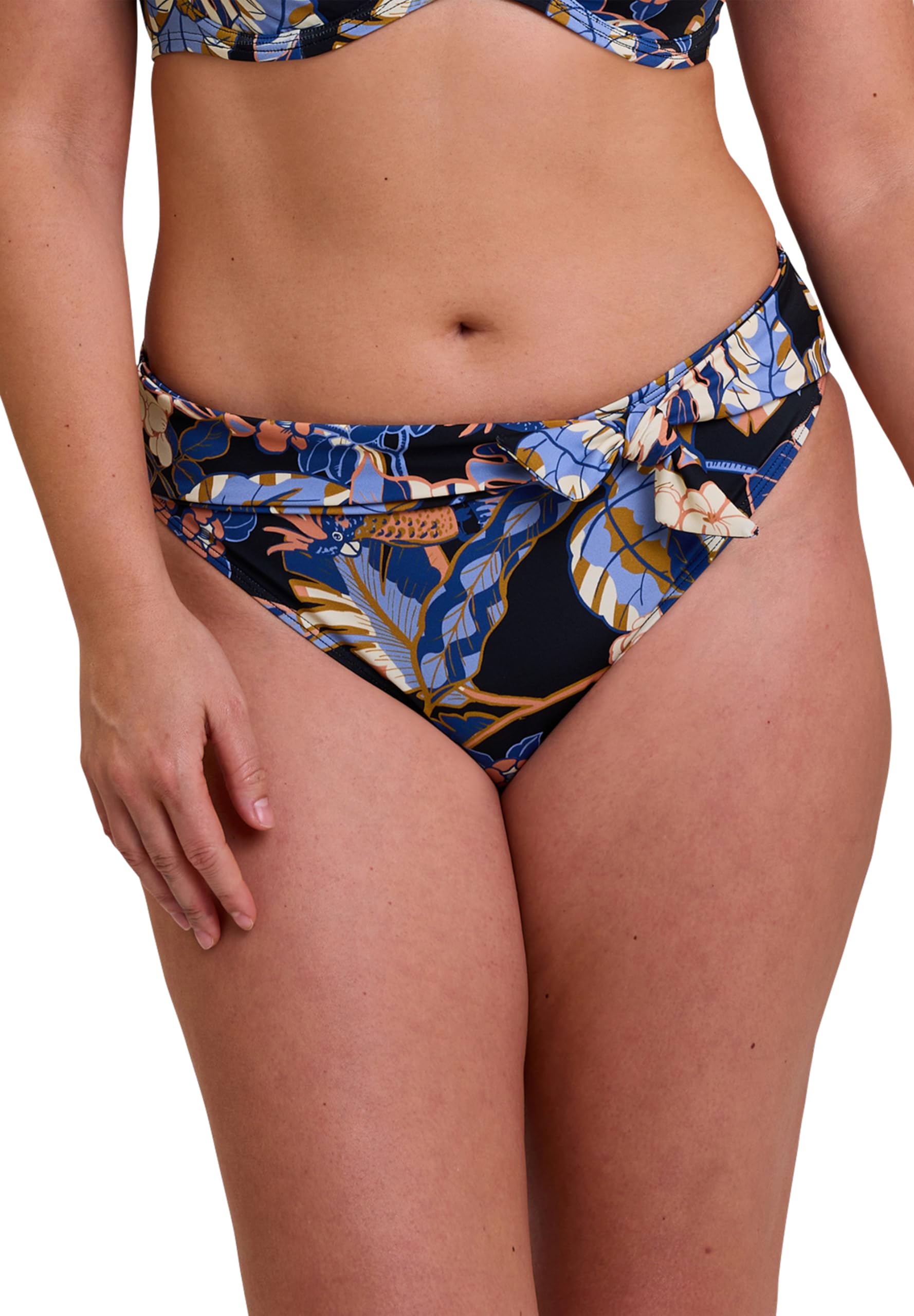 Sans Complexe Damskie spodnie od bikini Fidji, Czarny egzotyczny nadruk, 36-38