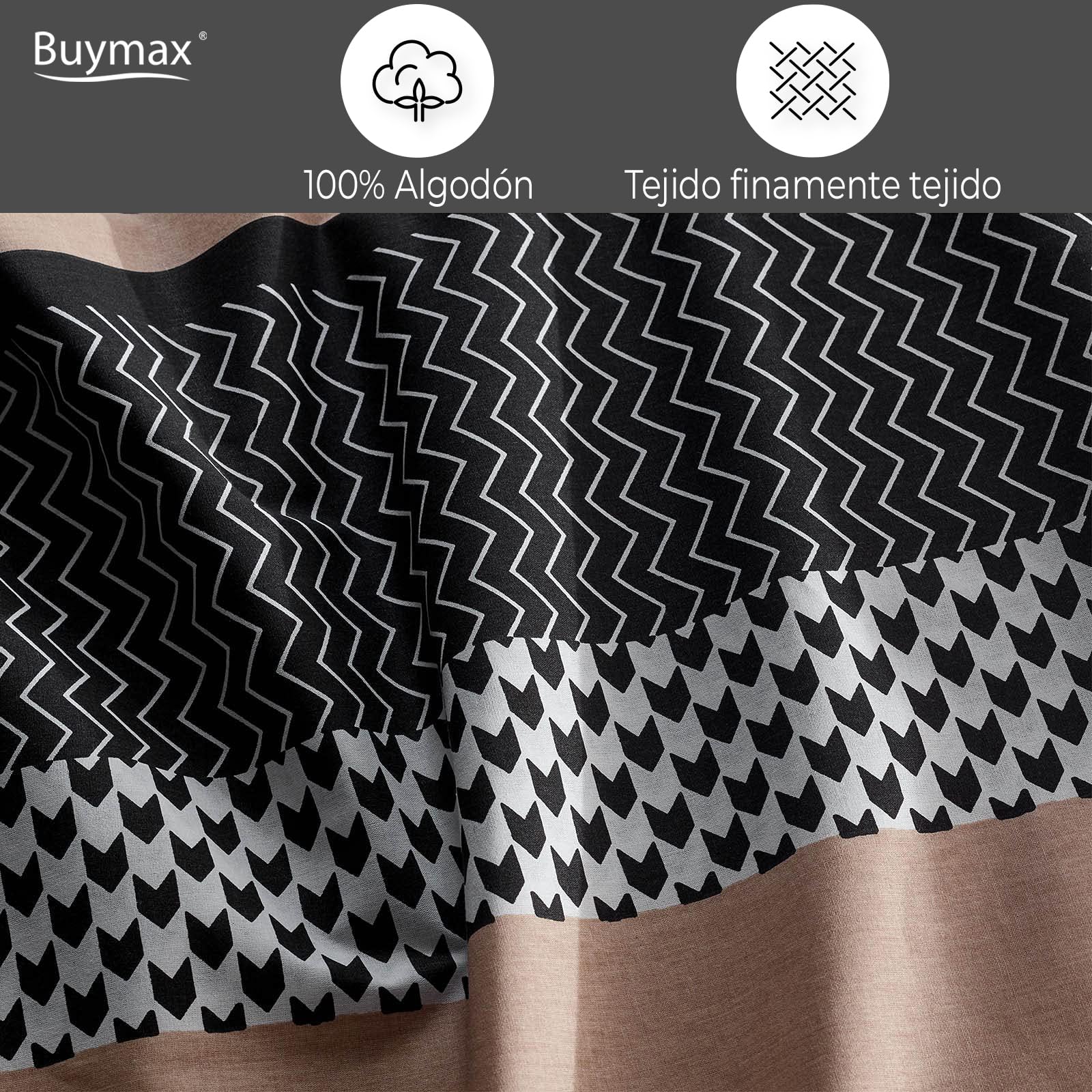 Buymax® Ropa de cama de 200 x 220 cm, 100% algodón, 3 piezas, juego de ropa de cama de 200 x 220 cm con 2 fundas de almohada de 80 x 80 cm, certificado Öko-Tex Renforcé, juego de funda nórdica con