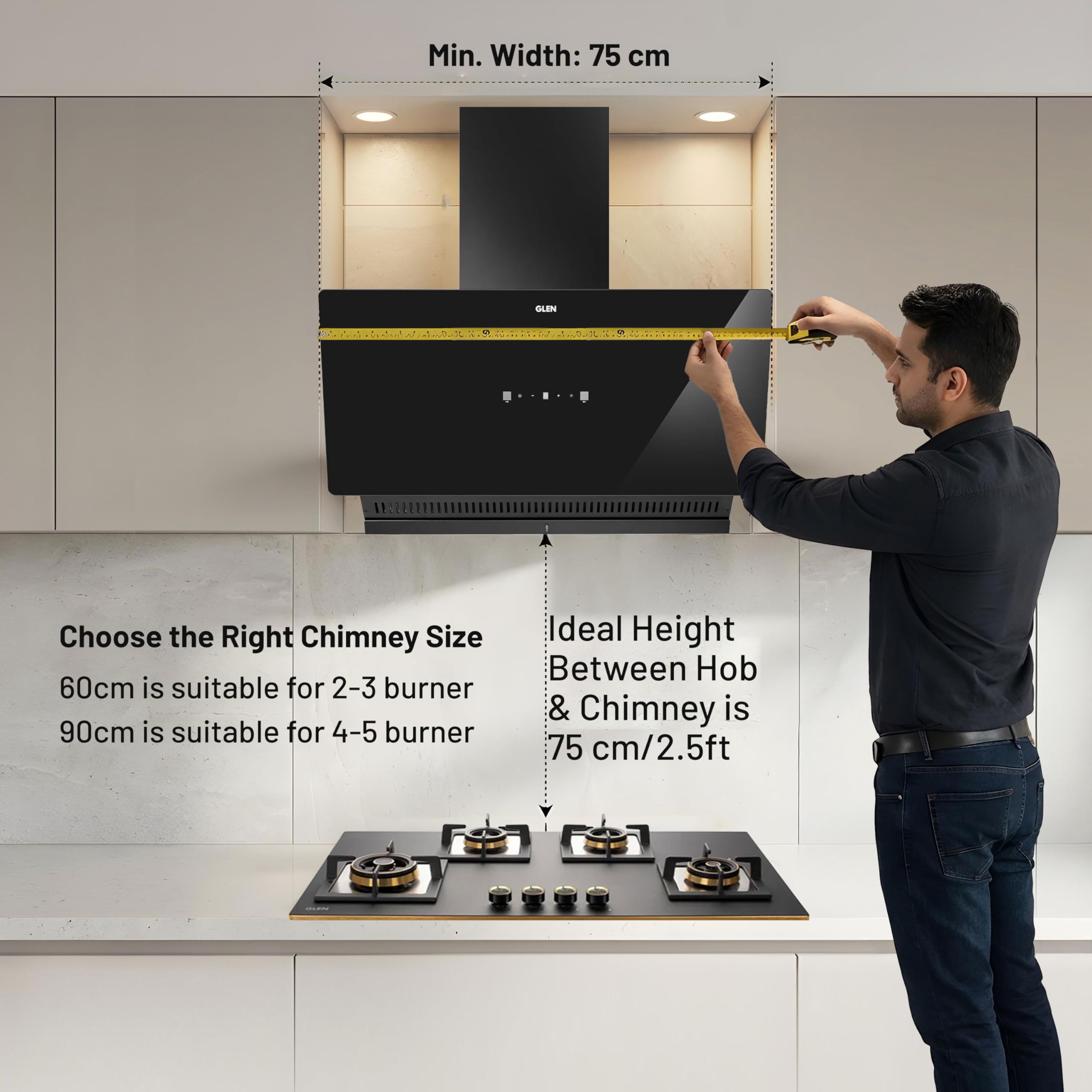 Glen 75cm Kitchen Chimney - Powerful & Easy Clean -3