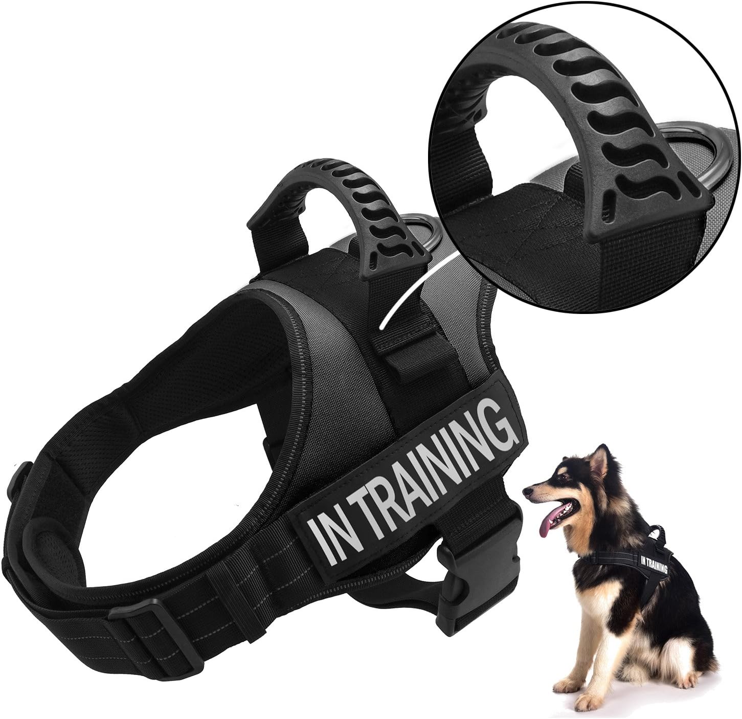 TOPPLE in Training Vest Harness-Reflective Vest with Comfortable Handle for Large Medium Small Dogs,Purchase Come with Extra 2 Patches for Service Dog (M:Chest 25-31'',Neck 20-26'')