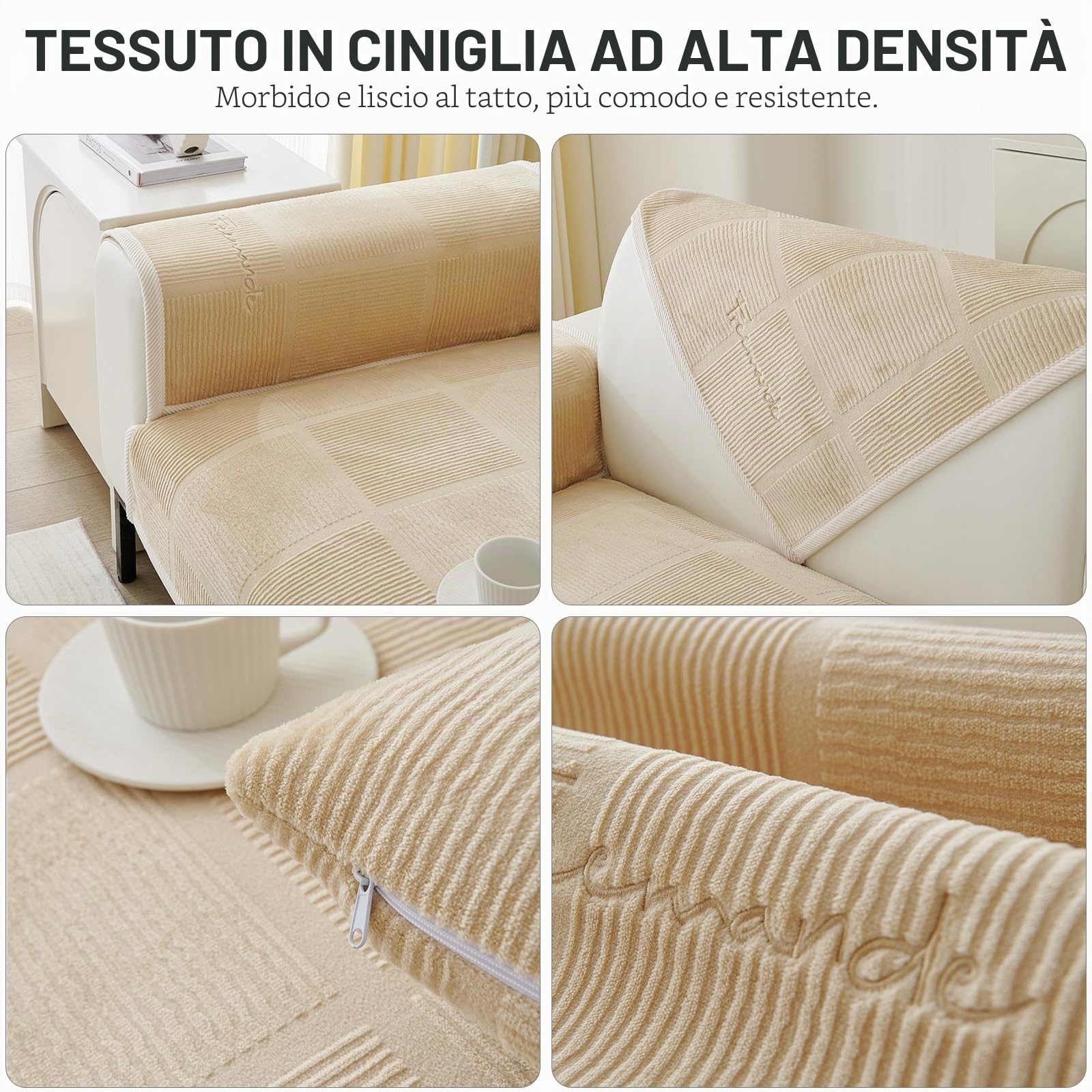 TOPCHANCES Copridivano 3 Posti Velluto Latte,2024 Universale Copridivano Antiscivolo Adatto Animali Domestici Copertura Protettiva Per Divano Del Copridivani Soggiorno(Marrone Chiaro，90×160cm 1Pcs