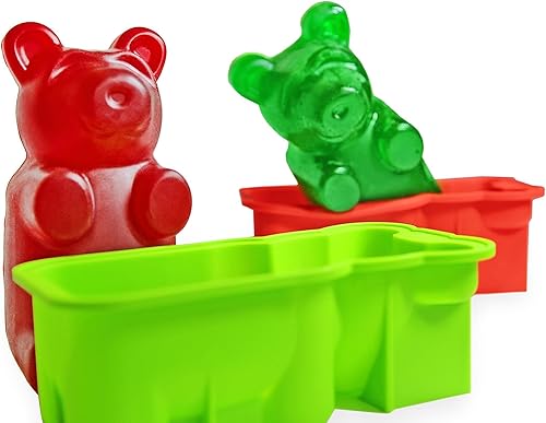 Miniatura 10 de Molde de oso gigante para gomitas, silicona de alta calidad + 2 recetas y 5 bolsas de regalo incluidas  Haz grandes golosinas de oso (gomitas,