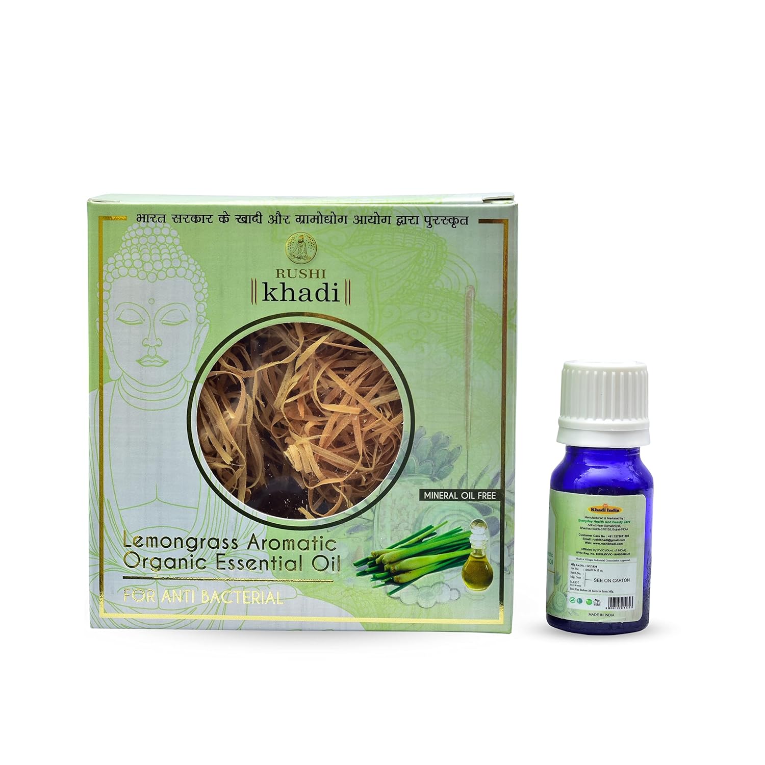 Rushi Khadi Herbal Lemongrass Aromatic Organic Essential Oil 10ml