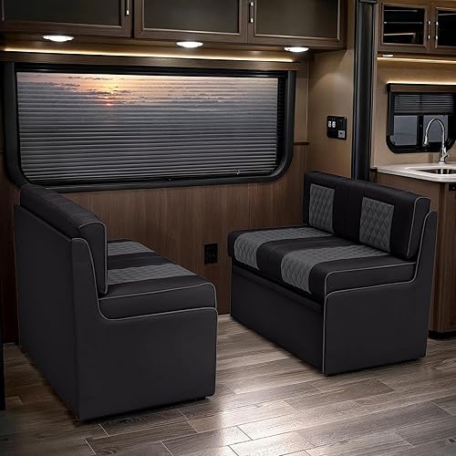 Gravitas RV Dinette, Bed with Storage, Ultimate Leather, Black and Charcoal