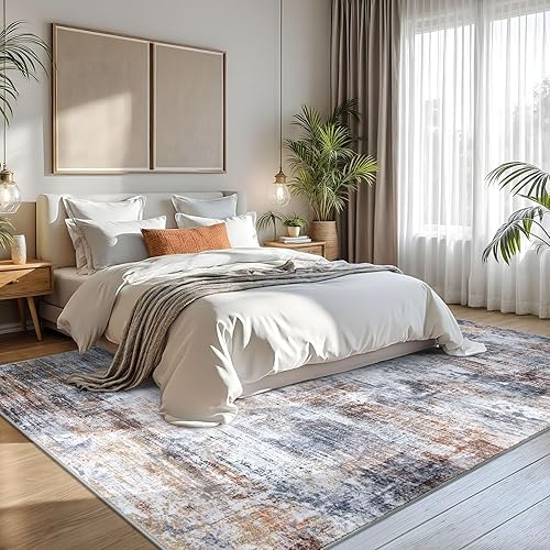 Miniatura 375 de IOHOUZE Alfombra pequeña abstracta de 2 x 3 pies, alfombra de entrada lavable para entrada interior, alfombras con respaldo de goma, alfombra Gris