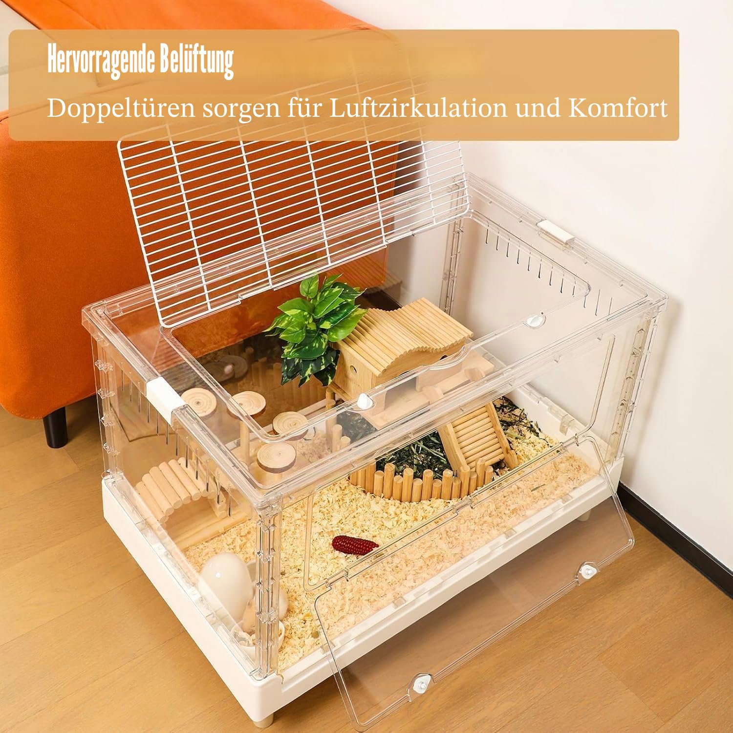 Hamsterkäfig Meerschweinchenkäfig Acryl Käfig für Kleintiere Haustiere Groß Transparent Rennmaus Käfig und Lebensräume Igel Zwerghamster Ratte Maus
