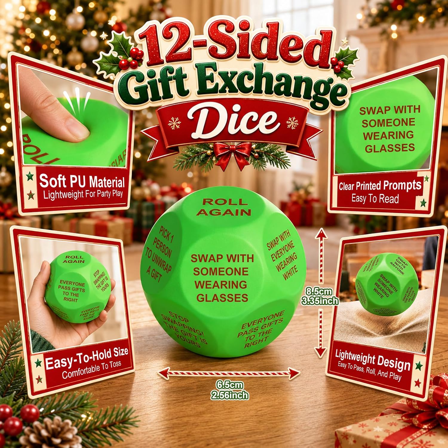 Winzwon Santa Swap Gift Exchange Dice, Christmas Games for Family