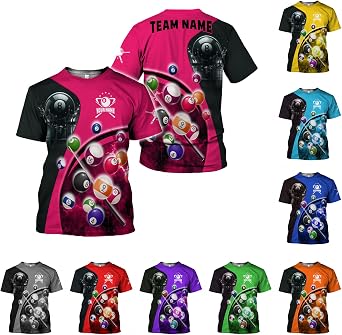 Custom Name Billiard Shirt 8 Ball Shirt for Men Women Personalized 8 Ball Pool Team Shirts Billiards Apparel Billiard Jerseys