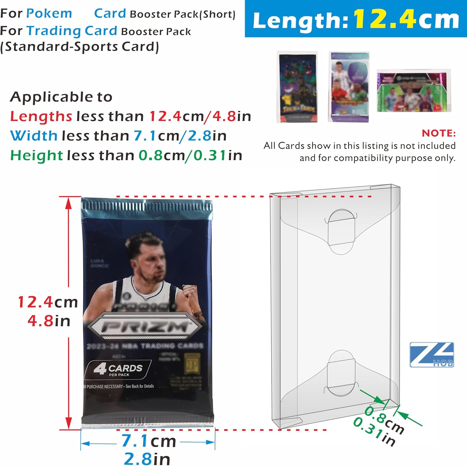 10 Pack Plastic Folding Protector Cases for Trading Card Booster Pack (Length: 12.4cm(4.9 in))