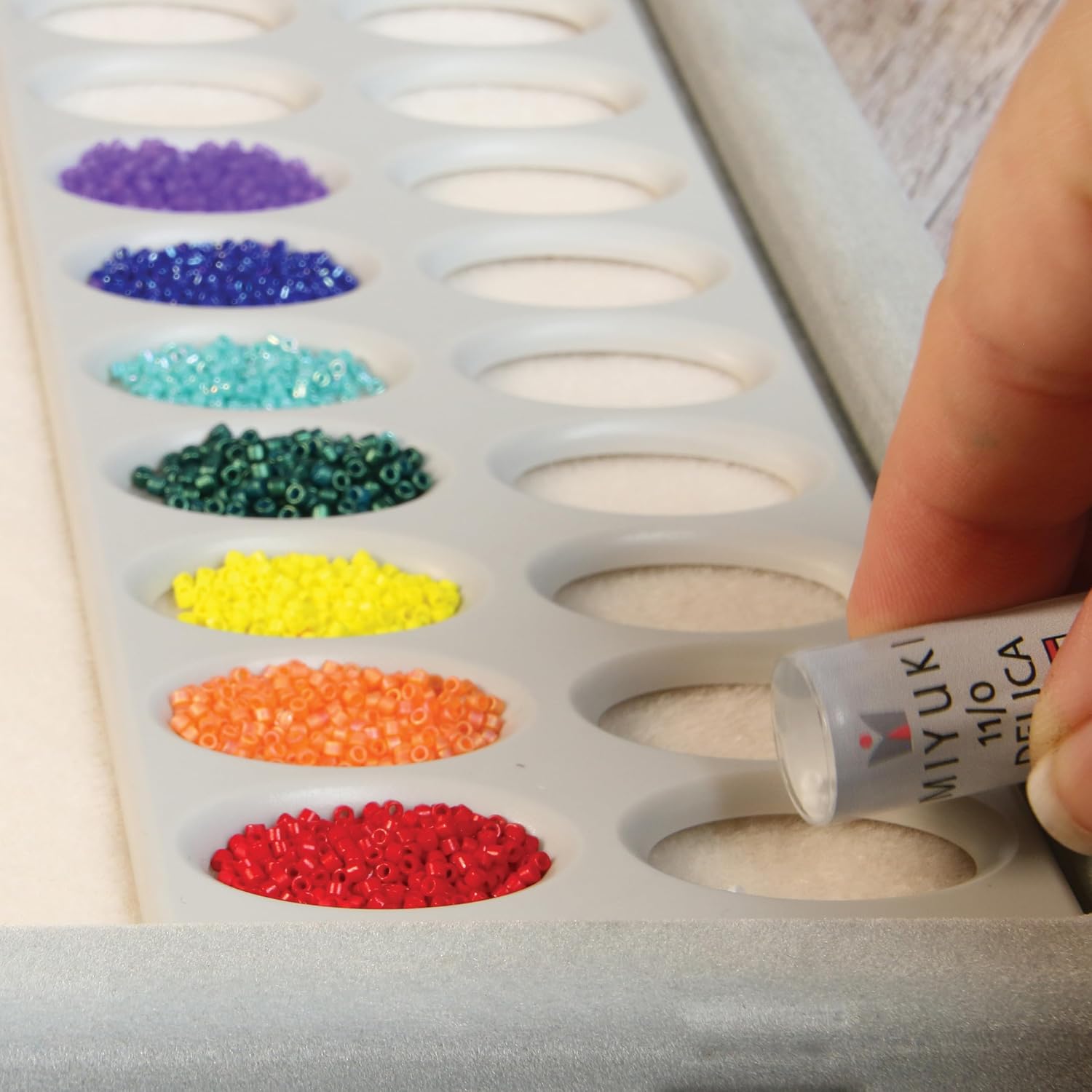 The Beadsmith Seed Bead Project Sorter – Basic Elements – 24 Holes – 11” x 3.13” x .12” – 2 Trays Per Pack – Use with Bead Mats to Create Compartments to Keep Seed Beads Organized