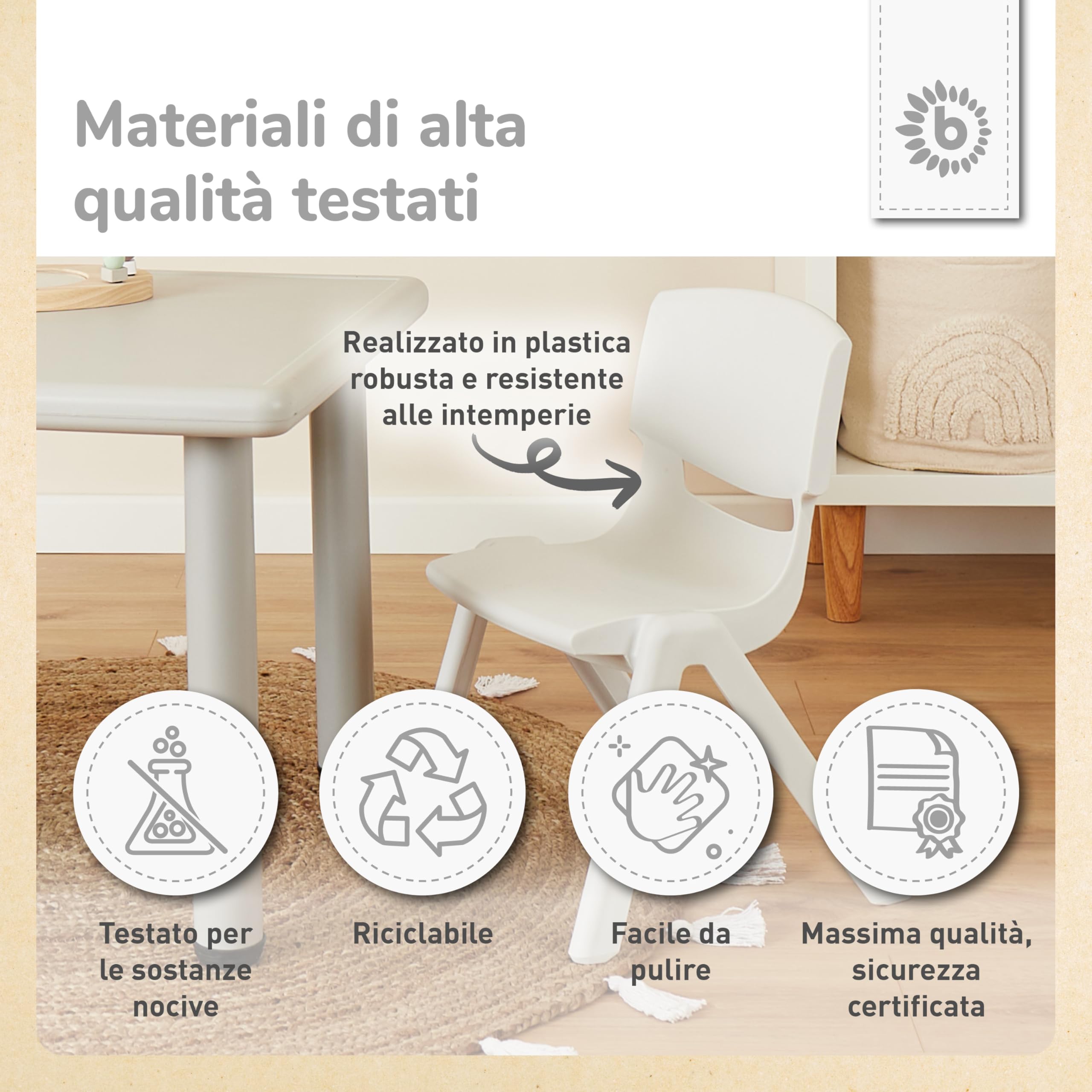BIECO - Sedia per bambini con portata fino a 80 kg, impilabile e a prova di ribaltamento, per interni ed esterni, per bambini, per bambini, con sedie