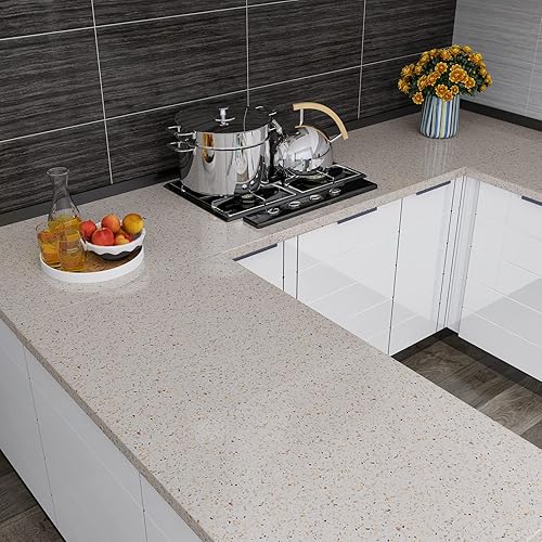 Miniatura 5 de CRE8TIVE Papel adhesivo de granito impermeable de 24 x 118 pulgadas, papel tapiz de granito para despegar y pegar, autoadhesivo, extraíble, mármol