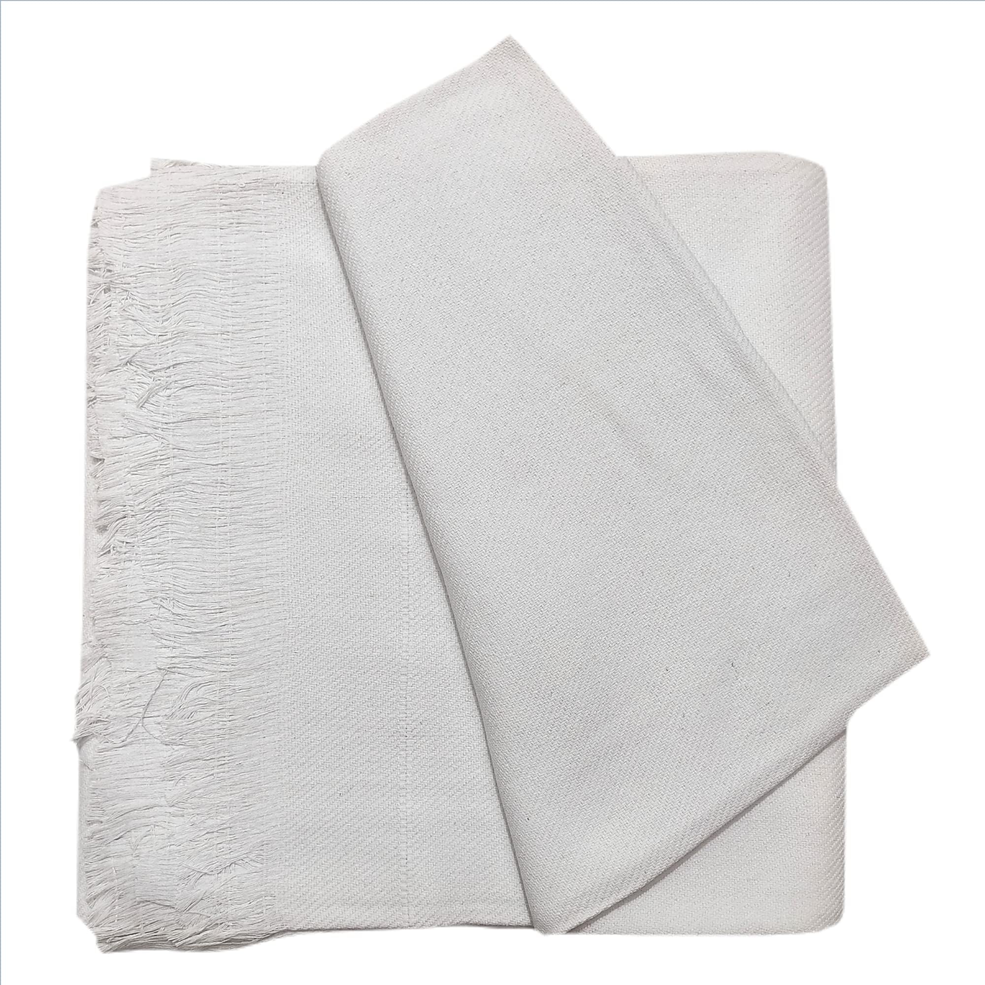 Bunkaar Arvore Hand Woven Thick and Heavy 100% Cotton Soft Beautiful Khes/Comforter/Chadar/Single AC Blanket, Set of 1 Pc, Size- 275cm X 150cm (White)