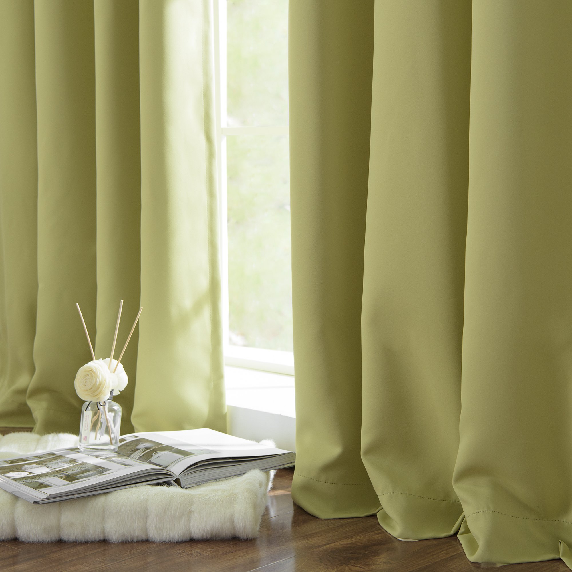 Best Home Fashion Premium Blackout Curtain Panels - Solid Thermal Insulated Window Treatment Blackout for Bedroom - Back Tab & Rod Pocket – Sage - 52