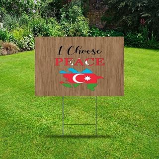 I Choose Peace Azerbaijan Yard Lawn Sign 12x18 Inch State Shaped State Map Funny Lawn Sign for Rent Outside Lawn Yard Decorations
