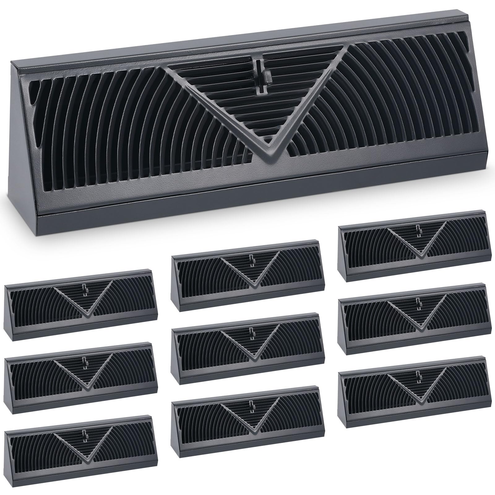 Yaocom 10 Pcs 15 Inch Baseboard Diffuser Register (Duct Opening Size), Vent Covers for Home Floor Wall Baseboard Vent Covers Supply Floor Baseboard Diffuser (Black)