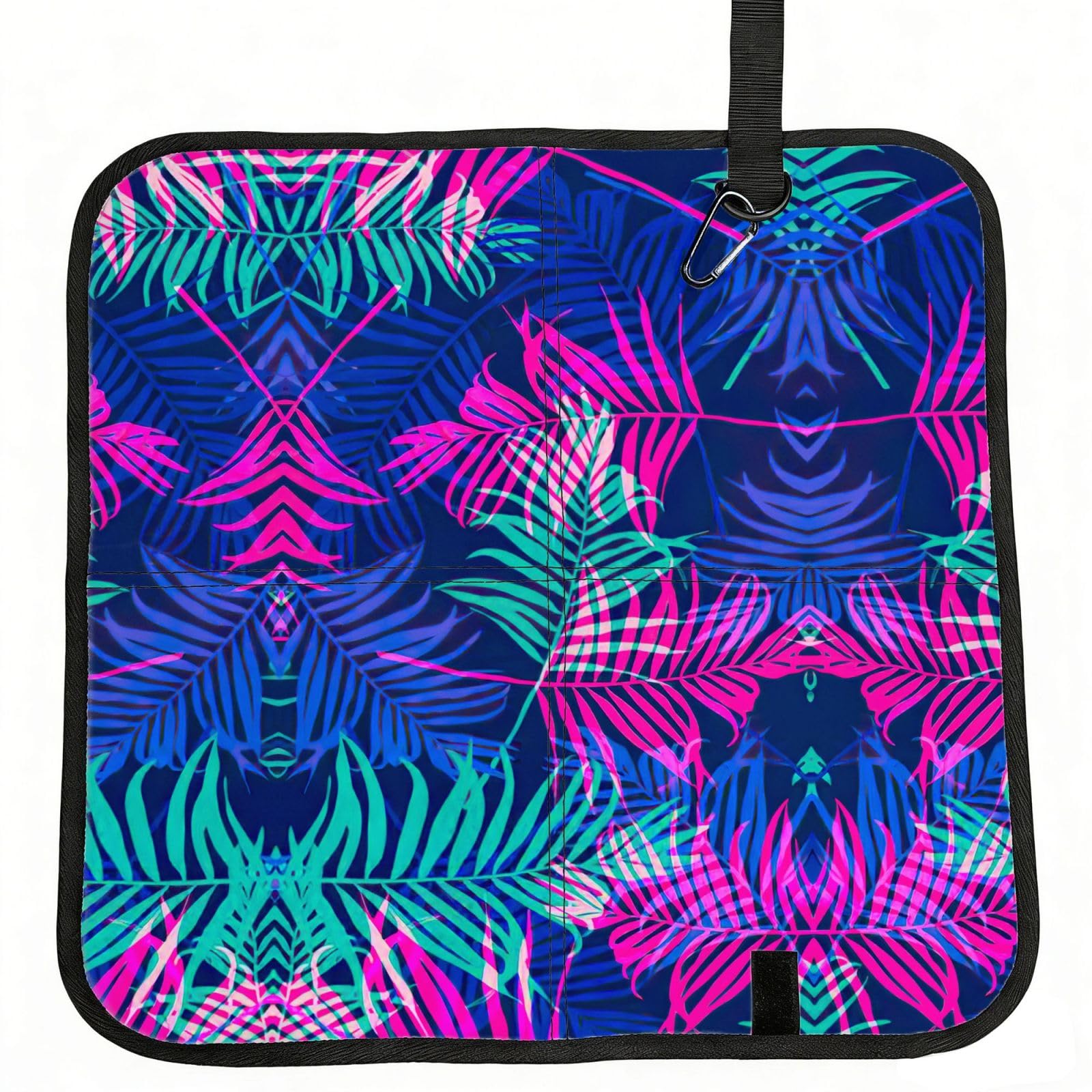 SDEGTHO Colorful leaves Printed Foldable Seat Pad with Closure, Lightweight Cushion for Airplane Travel Camping