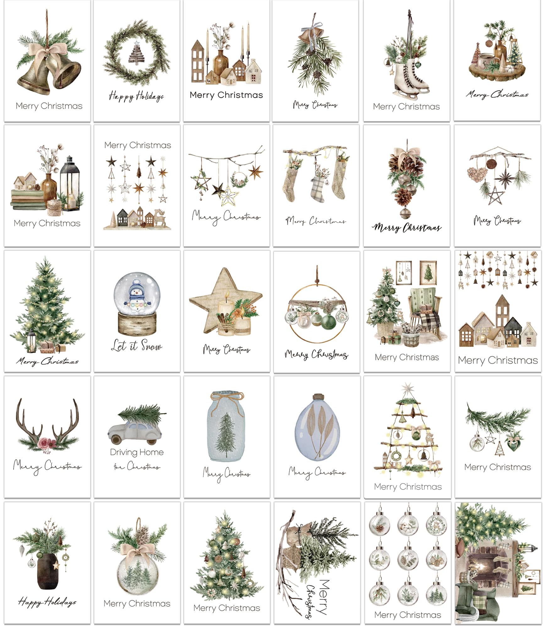 DIVERSEBEE Biglietti Natale Religiosi Ad Acquerello | 18 Pezzi Con Buste E Adesivi | 6 Disegni Unici 10x15 Cm