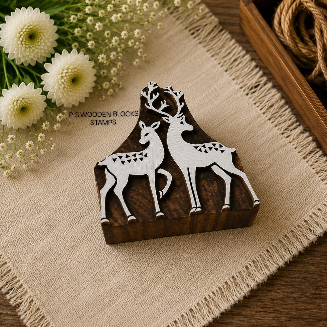 Handcrafted Wooden Block Stamps - Deer Design Set of 1 piece
