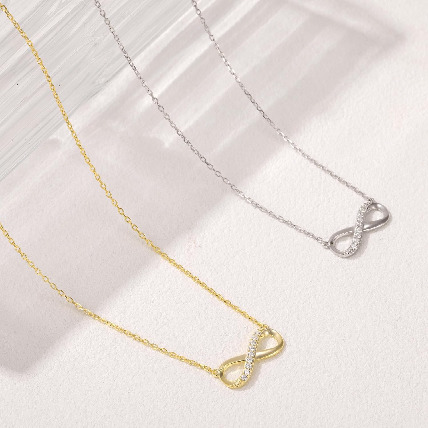 925 Sterling Silver Infinity Necklaces for Women 14K Gold Plated Dainty Necklace with 3A Cubic Zirconia Minimalist Jewelry Gift for Her Symbol of Eternal Love Hypoallergenic - Image 7