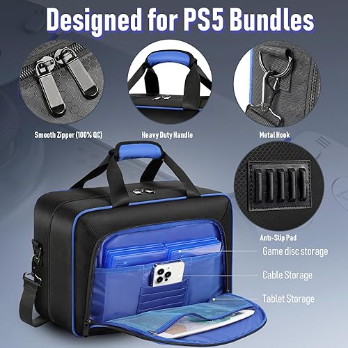 Miniatura 3 de COMECOI Carrying Case for PS5, Travel Case for PS 5 Protective, Large Capacity Storage Bag Compatible with Playstation 5 Disk Digital Edition