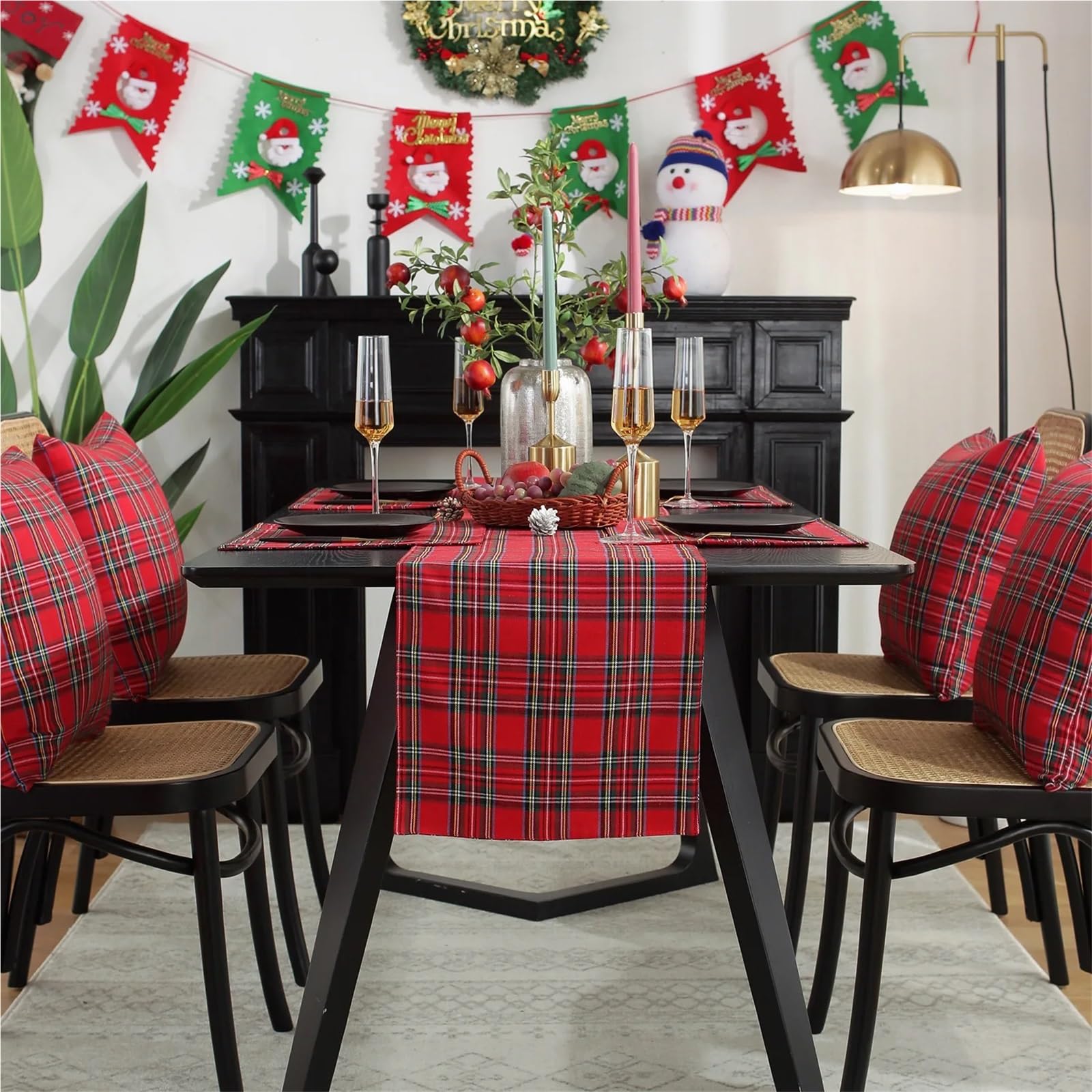 Chemin de table de Noël élégant et nappe artisanale pour décoration de table haut de gamme