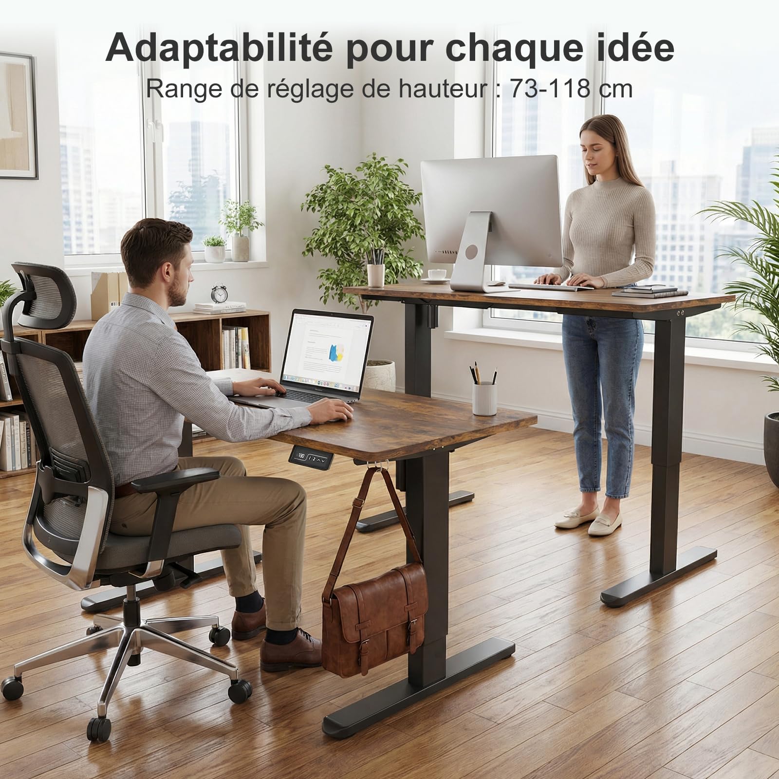 TRIUMPHKEY Cadre Bureau Assis-Debout, Réglable avec 2 Mémoires, Noir