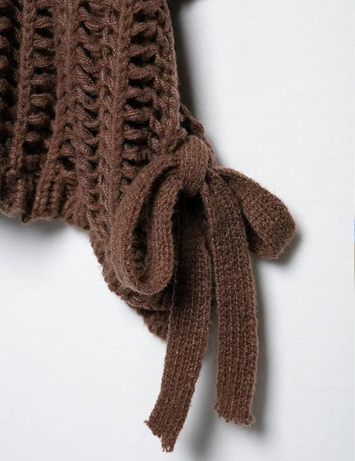 Womens Crochet Knit Sweater Vest Crop Top Cute Loose Fit Short Sleeve Side Bow Tie Hollow Out Pullover Tank Tops - Image 7