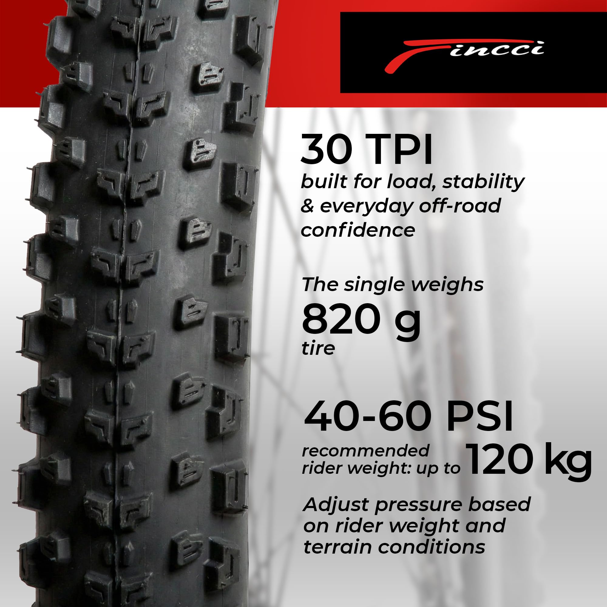 Fincci Fahrradreifen 26x2.25 - Paar MTB Fahrradreifen 26 Zoll 57-559 mm, Encamp Fahrradmantel 26 Zoll, 30 TPI FaltReifen für Mountainbike, MTB Fahrrad, E Bike, Schlamm Schmutz Offroad Fahrrad
