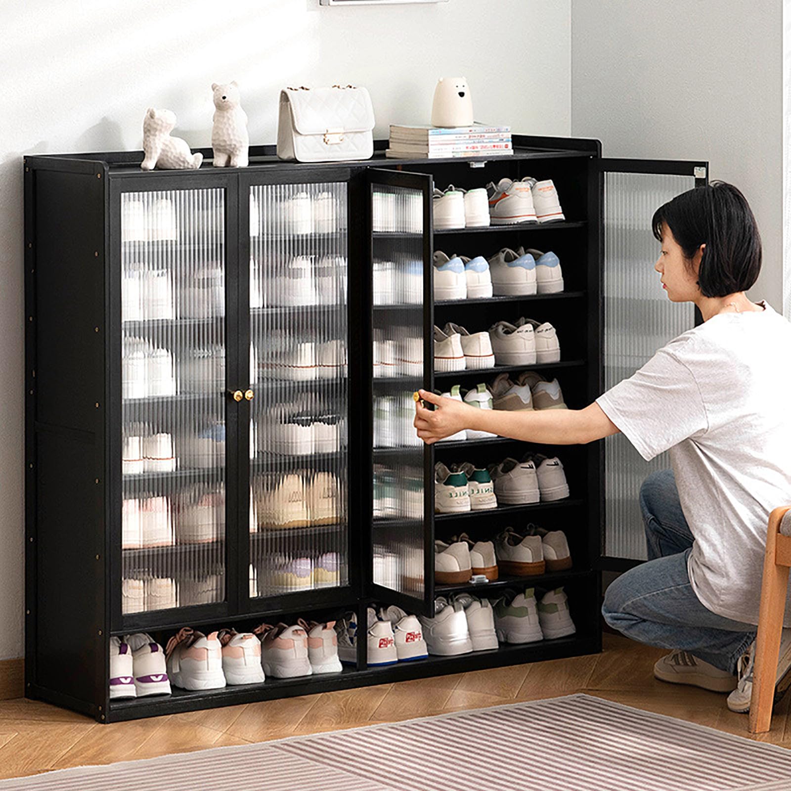 Meuble à chaussures peu encombrant 8 niveaux organiseur autonome entrée 120cm