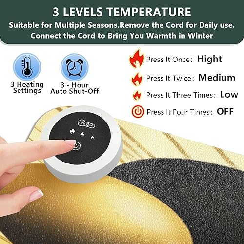 Miniatura 7 de Decor Retro 70s Car Gold Black Heated PU Mouse Pad 31.5 x 13 in Winter Warmer Keyboard Mat for Computer Table Accessories almohadilla para Mouse