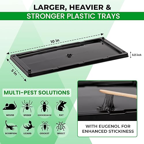 Miniatura 2 de T3-R Trampas adhesivas para insectos extra grandes (paquete de 12) - Tablas de pegamento para ratones e insectos - Trampas de pegamento desechables