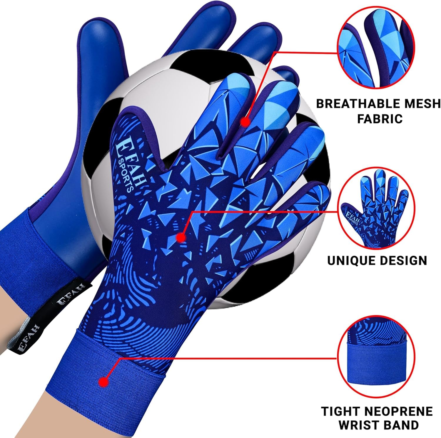 Gants de Gardien de But Enfants garçons Jeunes avec Paumes de Protection et Forte adhérence pour entraînement