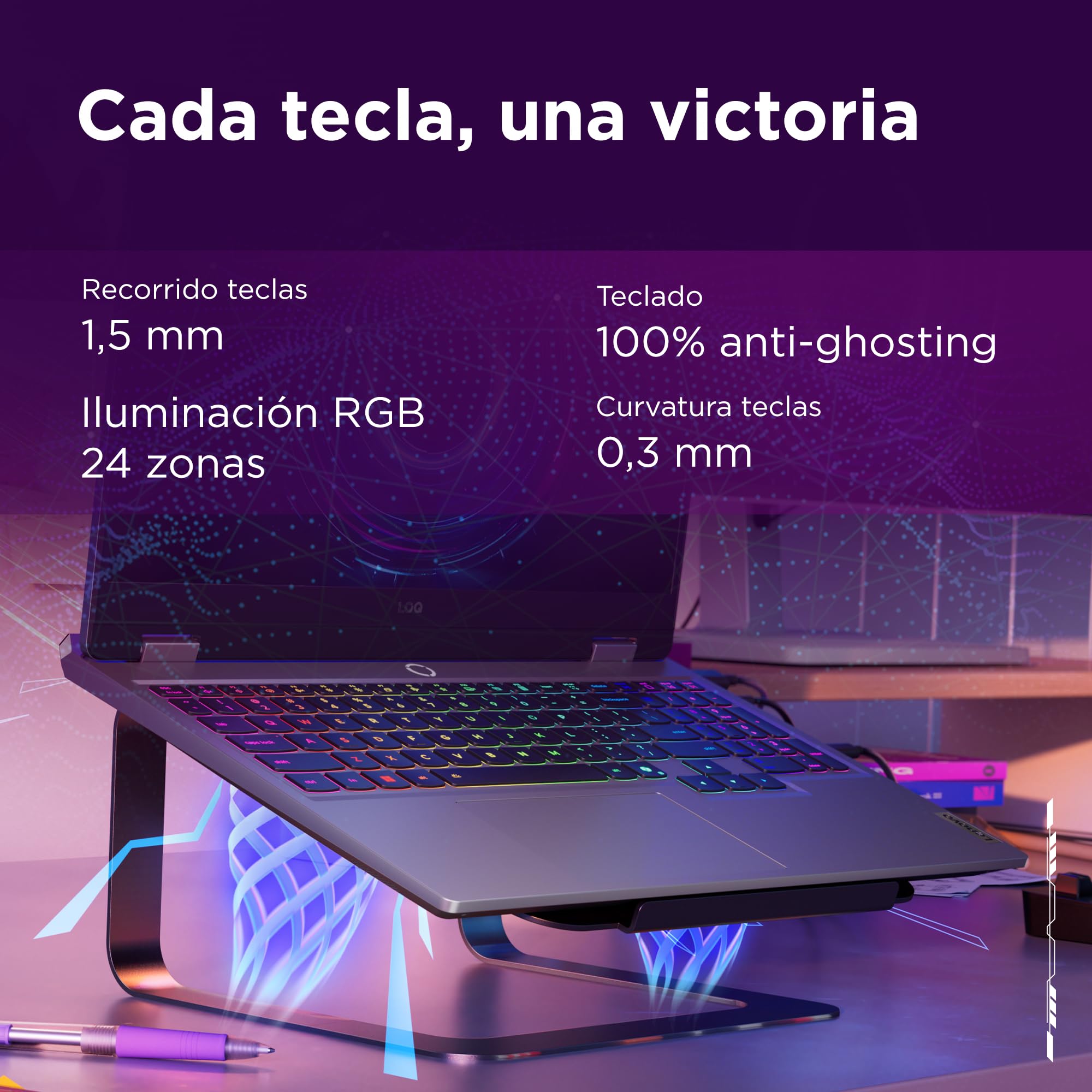 Lenovo LOQ Gen 10 - Portátil Gaming IA 15.6" FHD (Intel Core i7-13650HX, NVIDIA GeForce RTX 5060, 32 GB RAM, 1 TB SSD, 144 Hz, Wi-Fi 6, Sin Sistema Operativo) QWERTY RGB 24 Zonas Español - Gris