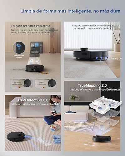 Miniatura 8 de ECOVACS DEEBOT T30S Combo robot aspirador y trapeador, cubo de limpieza todo en uno, 11000 Pa, tecnología ZeroTangle, trapeador de borde adaptable