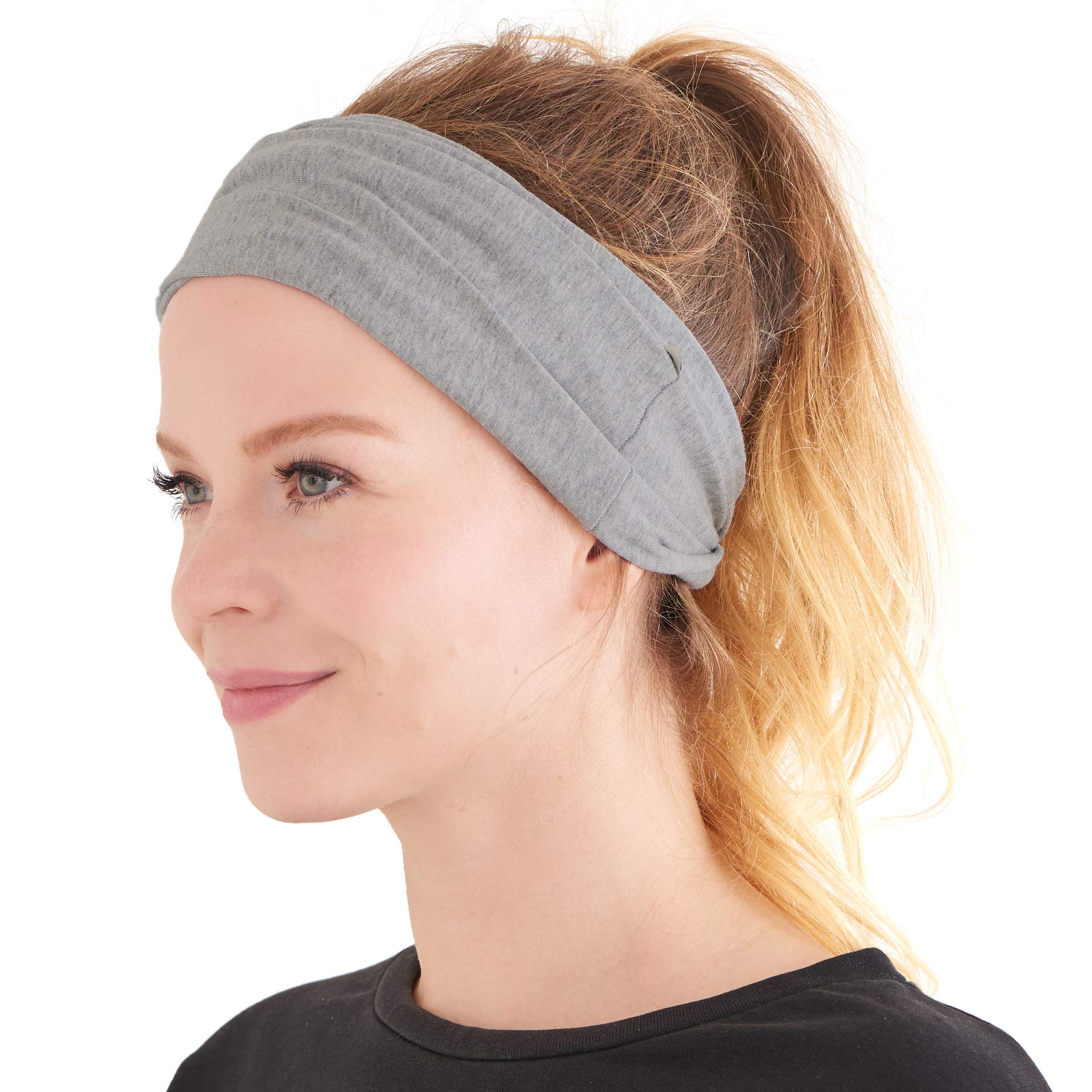 CHARM Mens Japanese Cotton Headband - Natural Headwrap Elastic Hair Band Neck Gaiter