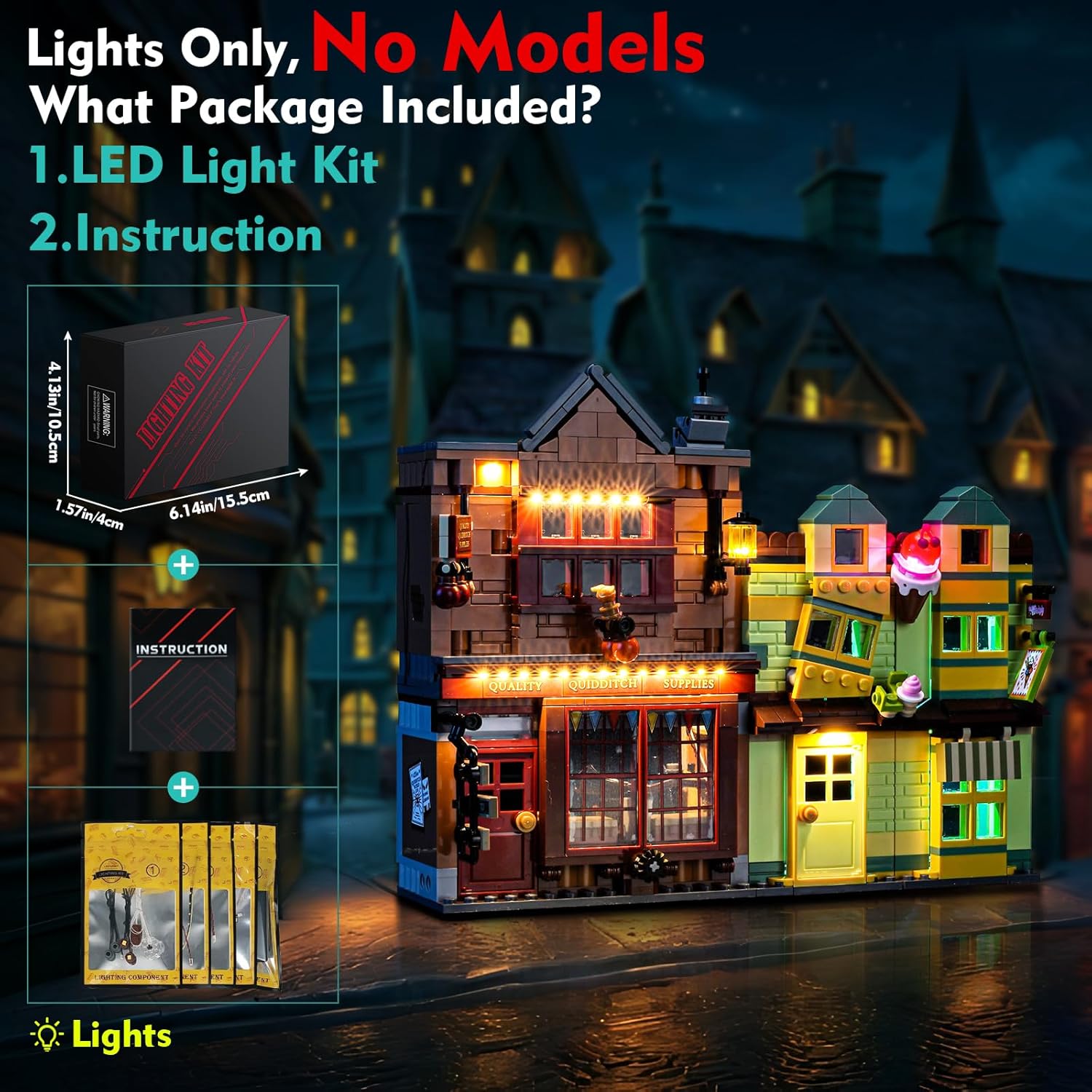 Light kit Compatible with Lego 76452 Quality Quidditch Supplies & Ice Cream Parlour - No Model Only Light, LED Lighting Accessories Compatible with Lego 76452 (Standard Version)