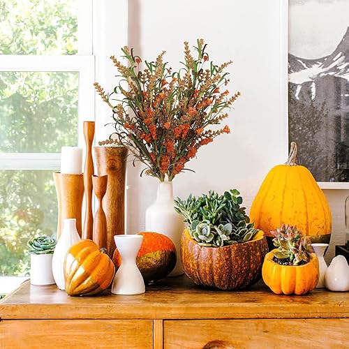 Miniatura 5 de CISDUEO 2 piezas de flores artificiales de otoño para decoración, ramo de otoño, flores artificiales secas, arreglo floral sintético, ramos de