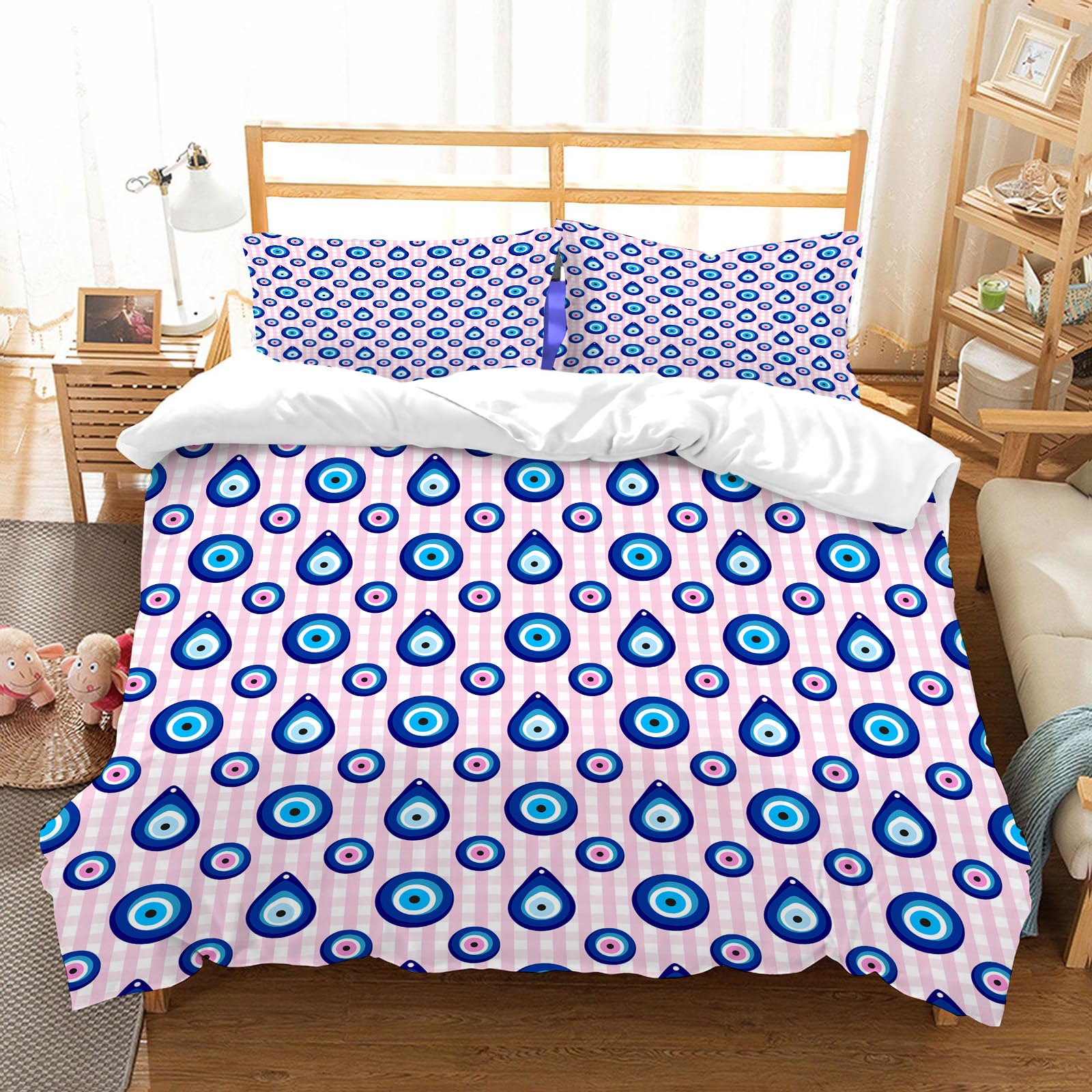 Ensemble de literie œil turc pour une chambre bohème et protectrice en microfibre