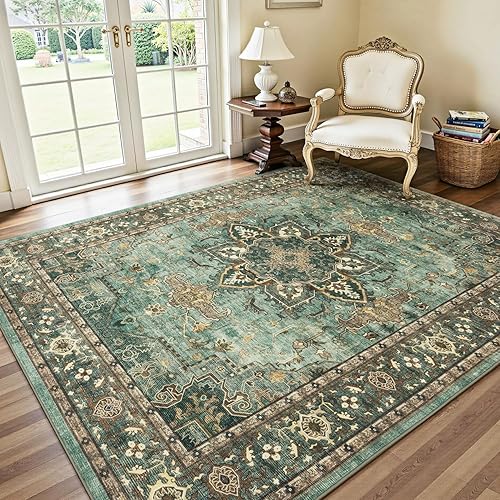 Miniatura 39 de Lofus Alfombras de área de 5 x 7 pies para sala de estar, alfombras lavables para dormitorio, cocina, alfombra bohemia vintage, suave, Vintage Beige