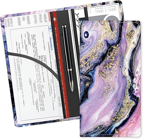 Miniatura 13 de Organizador de cuero para tarjeta de registro y seguro de coche, lindo accesorio para vehículo, organizador de guantera para documentos y tarjetas,