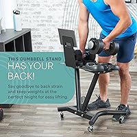 Vista 2 de Lifepro Soporte de mancuernas ajustable con ruedas y soporte para teléfono o tableta, compatible con PowerFlow Plus, PowerUp Plus y otras marcas