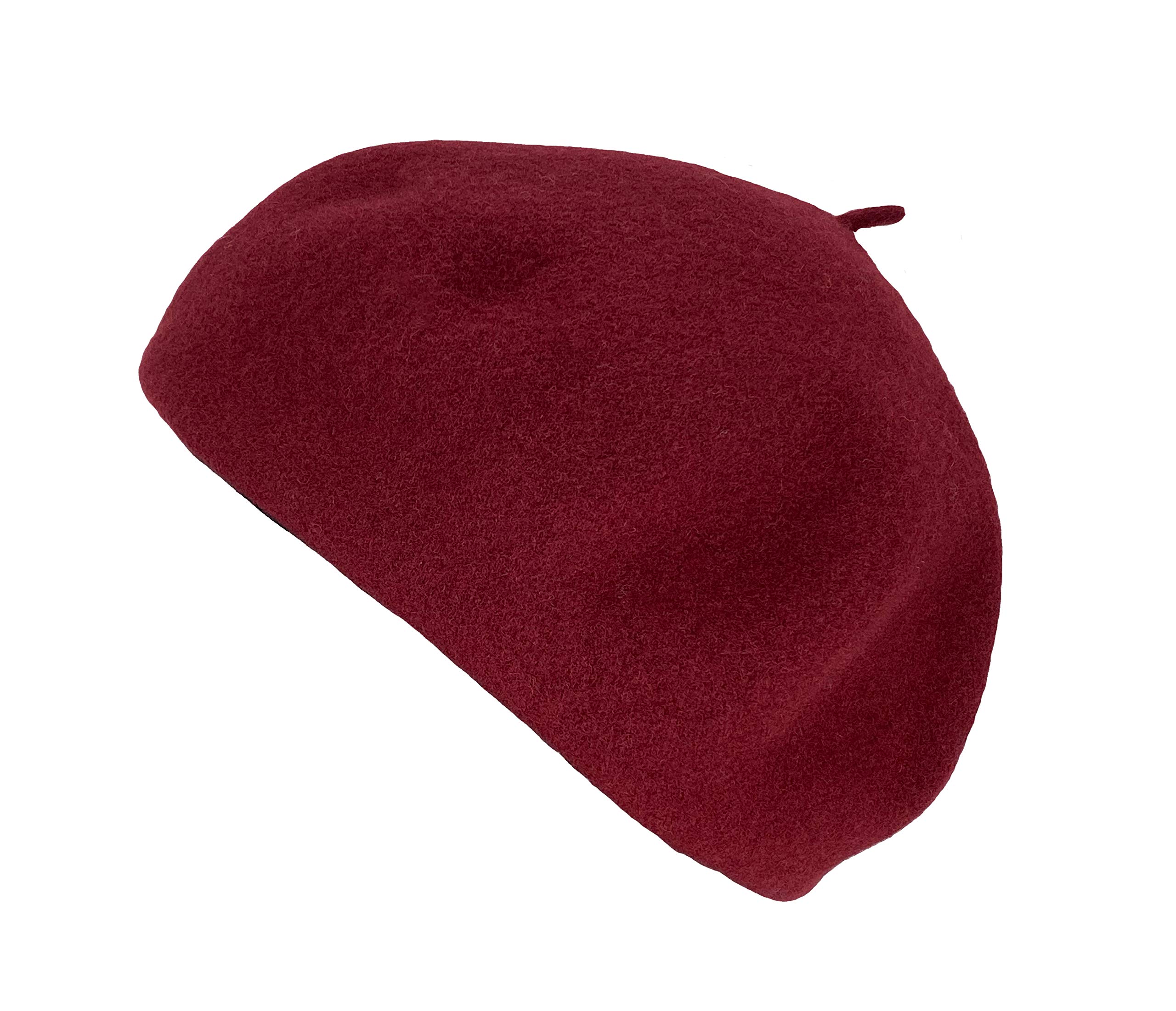 Kopka damska bejsbolówka wełniana, beret, czapka z dzianiny w 100% z wełny (merynos), czapka zimowa, czerwony / bordeaux, jeden rozmiar