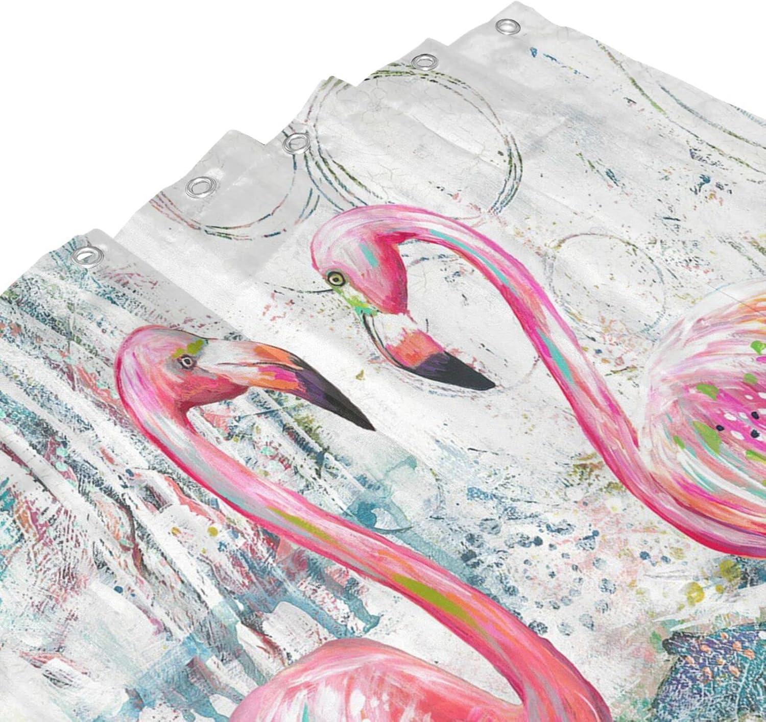 Pink Flamingo Shower Curtain Watercolor Starfish Seashell Conch Shower Curtains for Bathroom Beach Ocean Shower Curtain Waterproof Polyester Fabric Bath Decor with Plastic Hooks 72x72 Inches